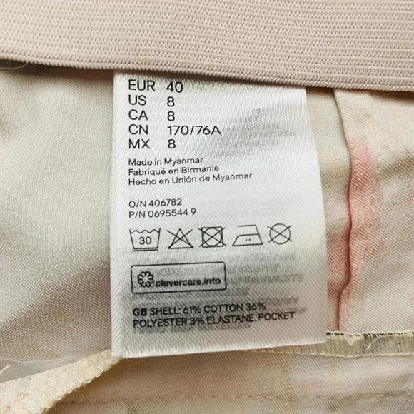 H&M | Cotton Blend Satin Ankle Length Floral Tapered Slacks Size 8 (NWOT) - Picture 9 of 9